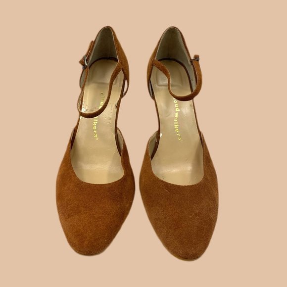 Cloudwalkers - Brown Leather Suede with Wooden Wedge Heel - Picture 1 of 5